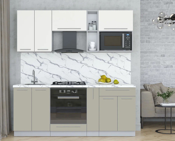 Изображение товара Кухонный гарнитур Интерлиния Мила Пластик 2.0 (зефирный/латте/белый гранит)