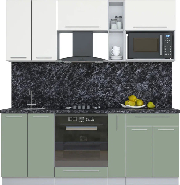 Изображение товара Кухонный гарнитур Интерлиния Мила Пластик 2.0 (зефирный/полынь/кастилло темный)