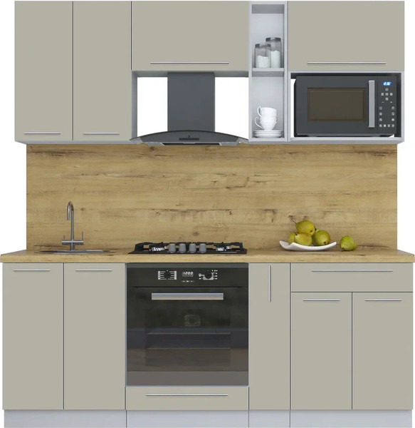 Изображение товара Кухонный гарнитур Интерлиния Мила Пластик 2.0 (латте/латте/дуб бунратти)