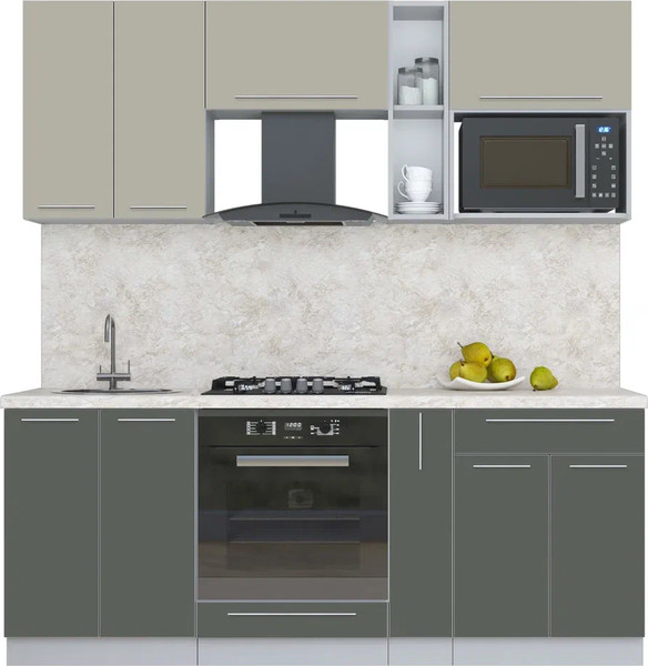 Изображение товара Кухонный гарнитур Интерлиния Мила Пластик 2.0 (латте/шторм/опал светлый)