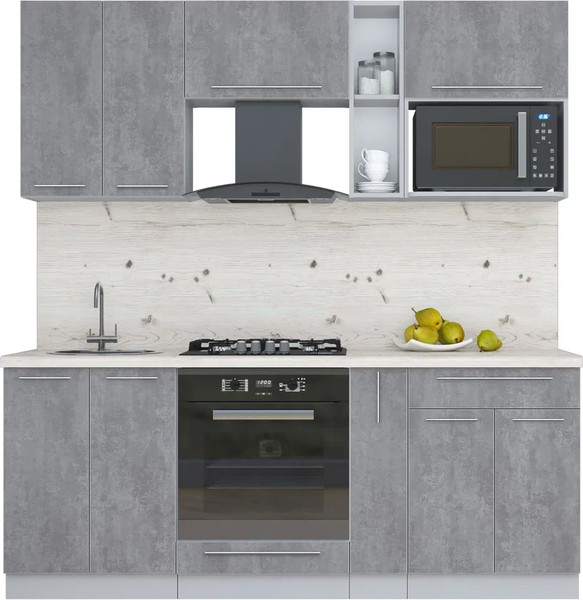 Изображение товара Кухонный гарнитур Интерлиния Мила Пластик 2.0 (оксид темный/оксид темный/бискайская сосна)