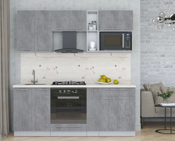 Изображение товара Кухонный гарнитур Интерлиния Мила Пластик 2.0 (оксид темный/оксид темный/бискайская сосна)