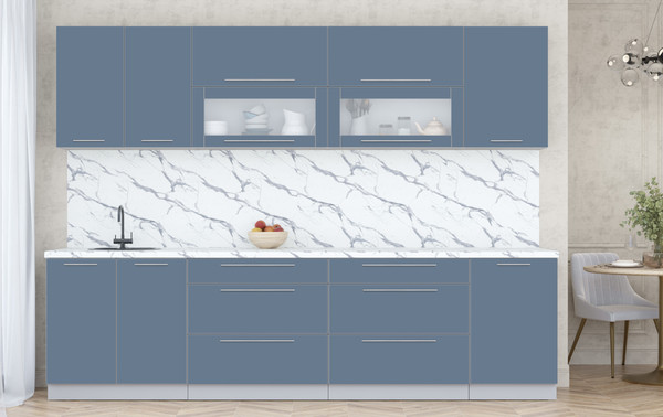 Изображение товара Кухонный гарнитур Интерлиния Мила Пластик 2.9 В (арктический/арктический/белый гранит)