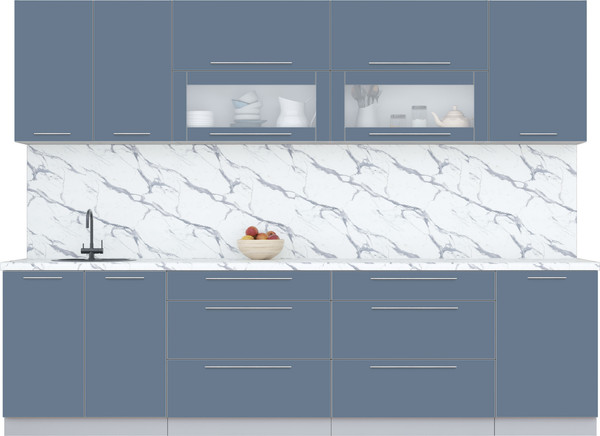 Изображение товара Кухонный гарнитур Интерлиния Мила Пластик 2.9 В (арктический/арктический/белый гранит)