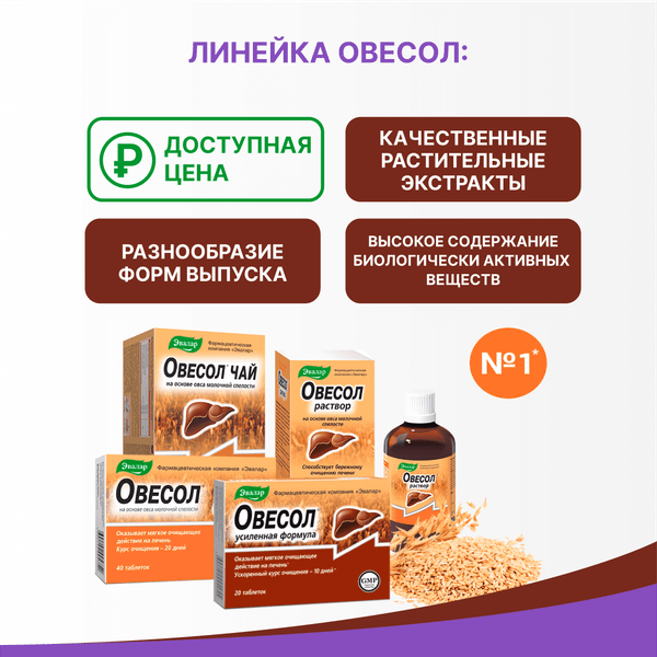 Изображение товара Пищевая добавка Эвалар Овесол усиленная формула (60 таблеток)