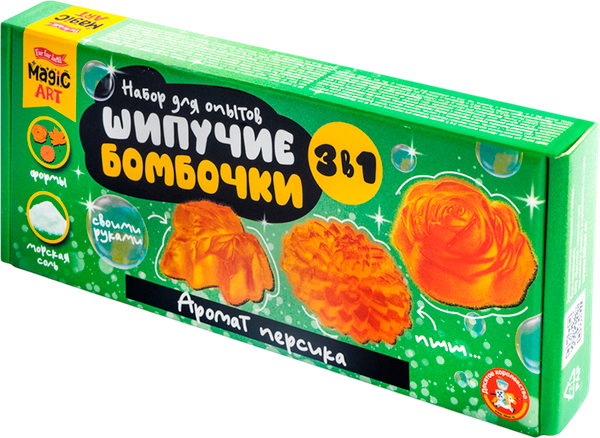 Изображение товара Набор для создания косметики Десятое королевство Шипучие бомбочки. Аромат персика 3 в 1 / 05711