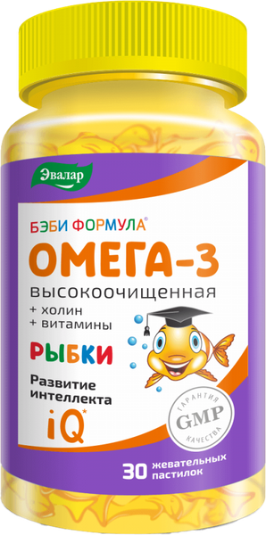 Изображение товара Жирные кислоты Эвалар Бэби Формула Рыбки Омега-3 (30таблеток)