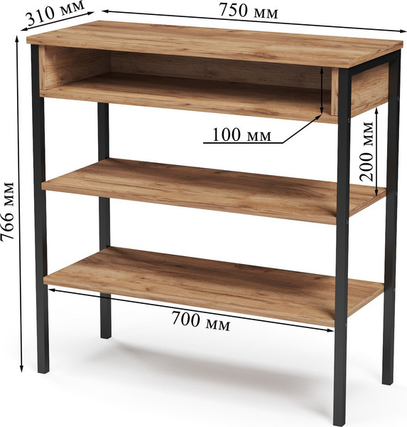 Изображение товара Стеллаж Mio Tesoro Mila Loft (дуб золотой крафт/черный)