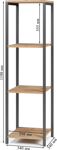 Изображение товара Стеллаж Mio Tesoro Mini Joy Loft (дуб золотой крафт/черный)