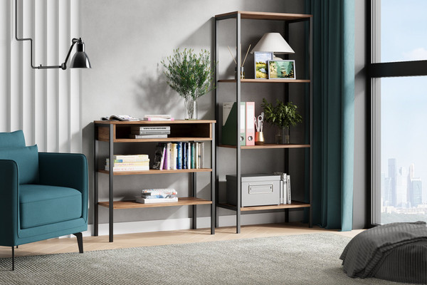 Изображение товара Стеллаж Mio Tesoro Joy Loft (дуб золотой крафт/черный)