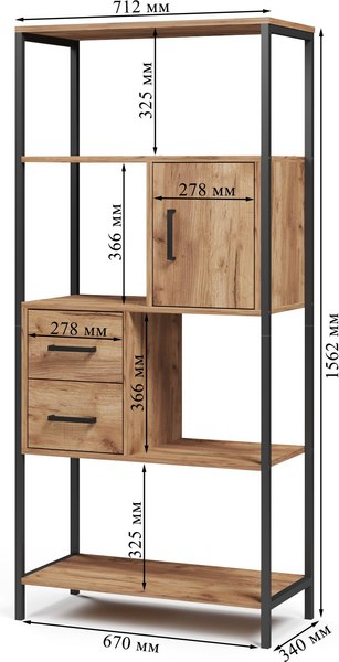 Изображение товара Стеллаж Mio Tesoro Cool Joy Loft (дуб золотой крафт/черный)