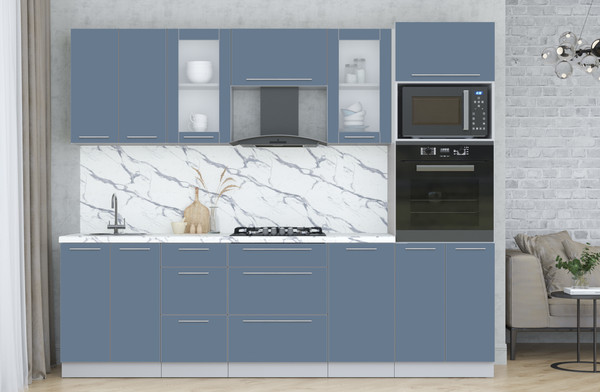 Изображение товара Кухонный гарнитур Интерлиния Мила Пластик 2.6 (арктический/арктический/белый гранит)