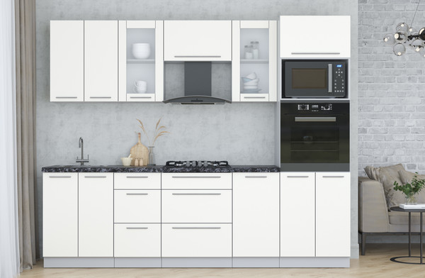 Изображение товара Кухонный гарнитур Интерлиния Мила Пластик 2.6 (зефирный/зефирный/кастилло темный)