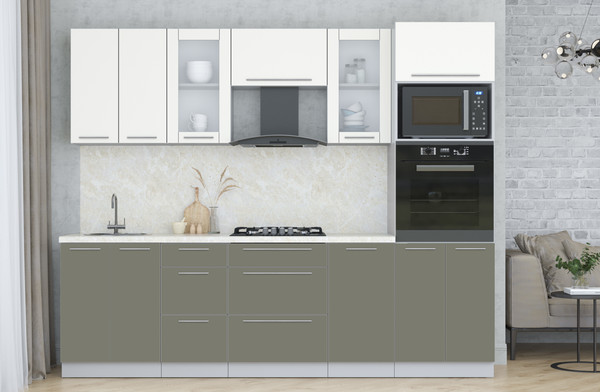 Изображение товара Кухонный гарнитур Интерлиния Мила Пластик 2.6 (зефирный/кварцевый/опал светлый)