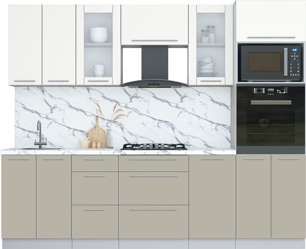 Изображение товара Кухонный гарнитур Интерлиния Мила Пластик 2.6 (зефирный/латте/белый гранит)
