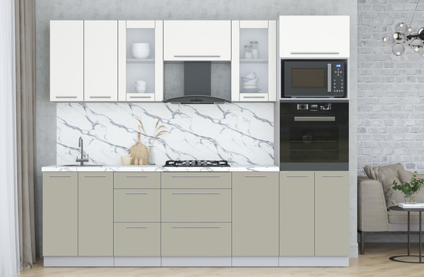 Изображение товара Кухонный гарнитур Интерлиния Мила Пластик 2.6 (зефирный/латте/белый гранит)