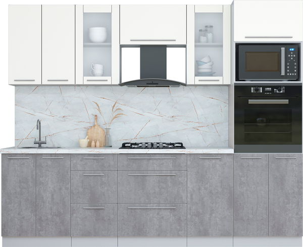Изображение товара Кухонный гарнитур Интерлиния Мила Пластик 2.6 (зефирный/оксид темный/серый каспий)
