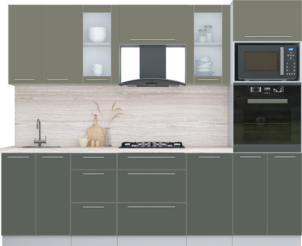 Изображение товара Кухонный гарнитур Интерлиния Мила Пластик 2.6 (кварцевый/шторм/травертин серый)