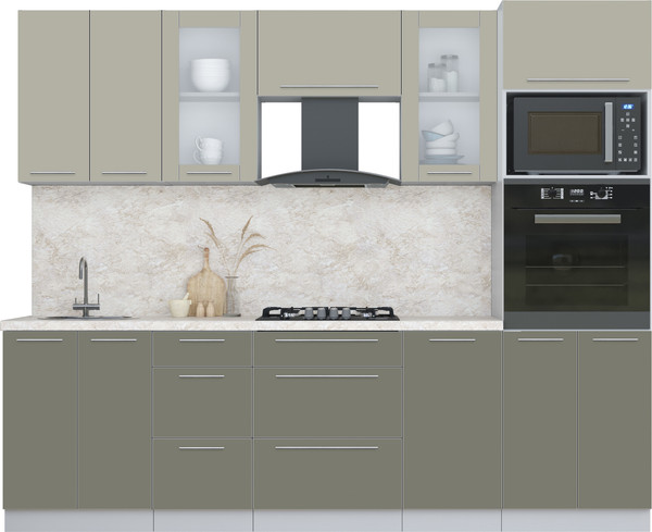 Изображение товара Кухонный гарнитур Интерлиния Мила Пластик 2.6 (латте/кварцевый/опал светлый)