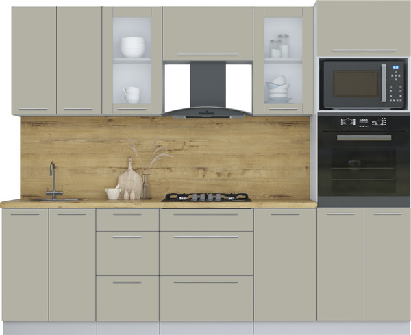 Изображение товара Кухонный гарнитур Интерлиния Мила Пластик 2.6 (латте/латте/дуб бунратти)