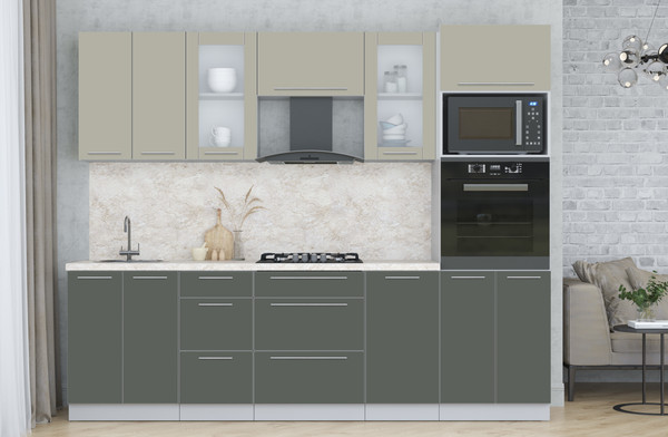 Изображение товара Кухонный гарнитур Интерлиния Мила Пластик 2.6 (латте/шторм/опал светлый)