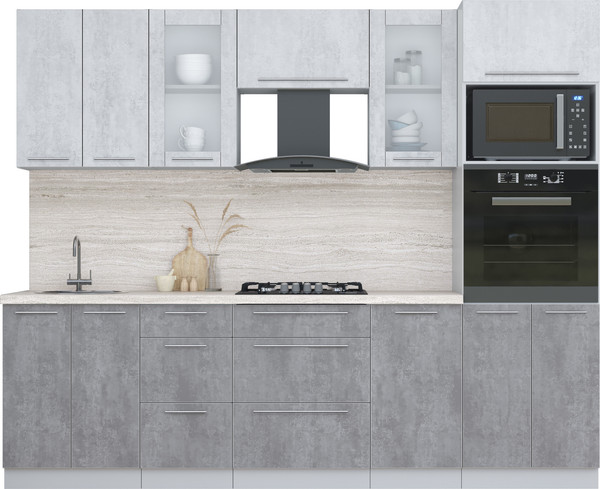 Изображение товара Кухонный гарнитур Интерлиния Мила Пластик 2.6 (оксид светлый/оксид темный/травертин серый)