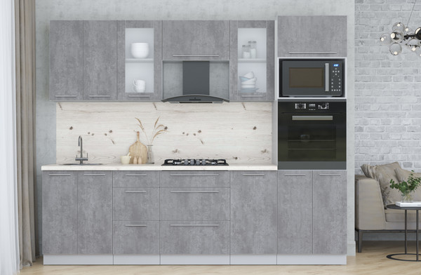 Изображение товара Кухонный гарнитур Интерлиния Мила Пластик 2.6 (оксид темный/оксид темный/бискайская сосна)