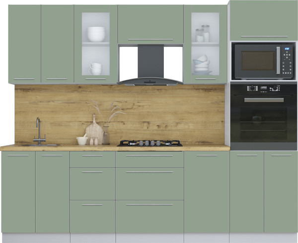 Изображение товара Кухонный гарнитур Интерлиния Мила Пластик 2.6 (полынь/полынь/дуб бунратти)
