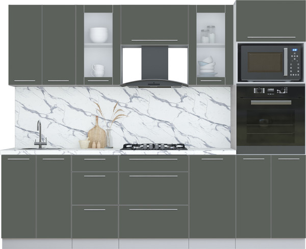 Изображение товара Кухонный гарнитур Интерлиния Мила Пластик 2.6 (шторм/шторм/белый гранит)