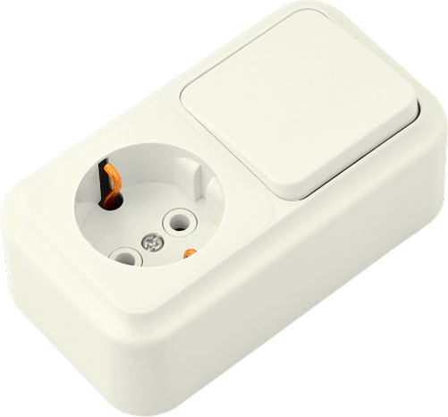 Изображение товара Блок выключатель+розетка Bylectrica В-РЦ-527 (бежевый)