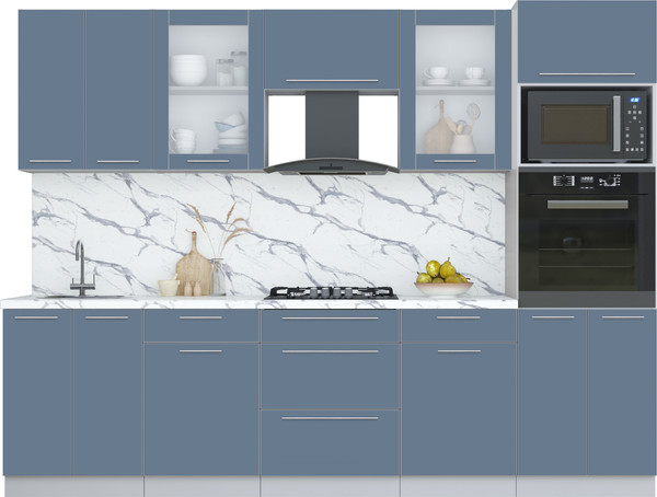 Изображение товара Кухонный гарнитур Интерлиния Мила Пластик 2.8 (арктический/арктический/белый гранит)