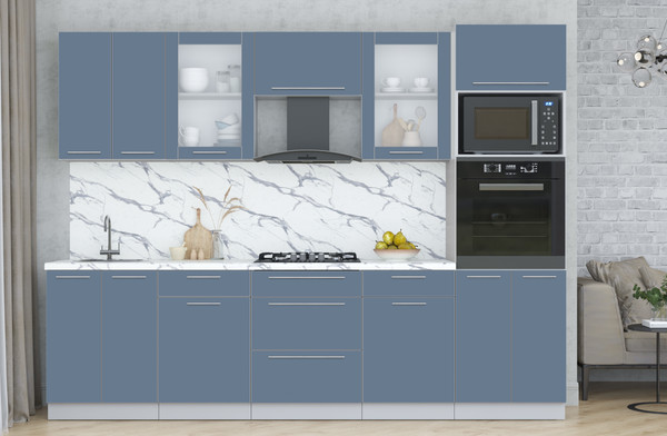 Изображение товара Кухонный гарнитур Интерлиния Мила Пластик 2.8 (арктический/арктический/белый гранит)