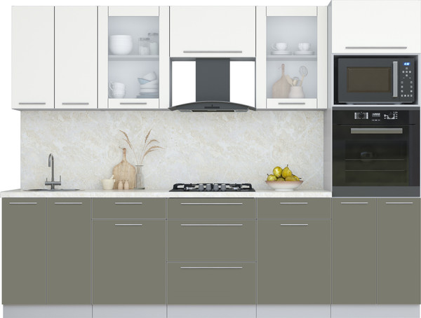 Изображение товара Кухонный гарнитур Интерлиния Мила Пластик 2.8 (зефирный/кварцевый/опал светлый)