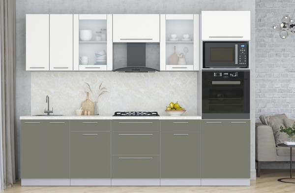 Изображение товара Кухонный гарнитур Интерлиния Мила Пластик 2.8 (зефирный/кварцевый/опал светлый)