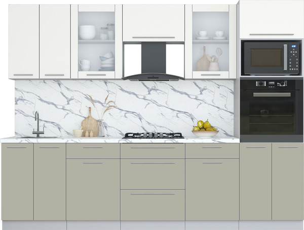 Изображение товара Кухонный гарнитур Интерлиния Мила Пластик 2.8 (зефирный/латте/белый гранит)