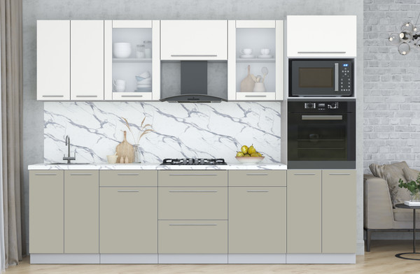 Изображение товара Кухонный гарнитур Интерлиния Мила Пластик 2.8 (зефирный/латте/белый гранит)