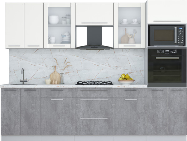 Изображение товара Кухонный гарнитур Интерлиния Мила Пластик 2.8 (зефирный/оксид темный/серый каспий)