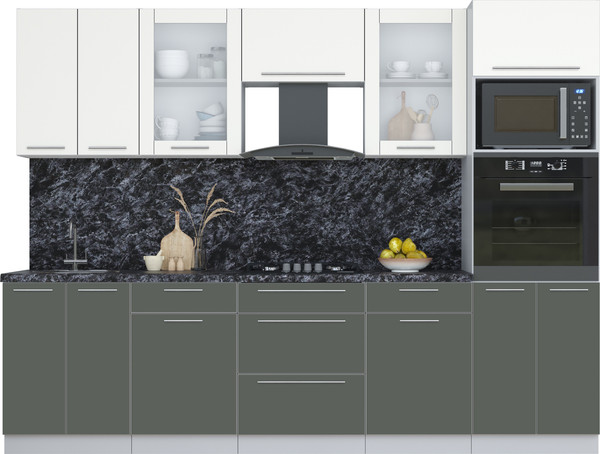 Изображение товара Кухонный гарнитур Интерлиния Мила Пластик 2.8 (зефирный/шторм/кастилло темный)