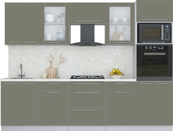 Изображение товара Кухонный гарнитур Интерлиния Мила Пластик 2.8 (кварцевый/кварцевый/опал светлый)