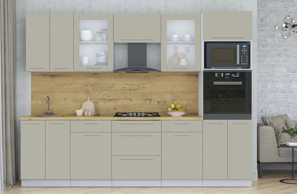 Изображение товара Кухонный гарнитур Интерлиния Мила Пластик 2.8 (латте/латте/дуб бунратти)