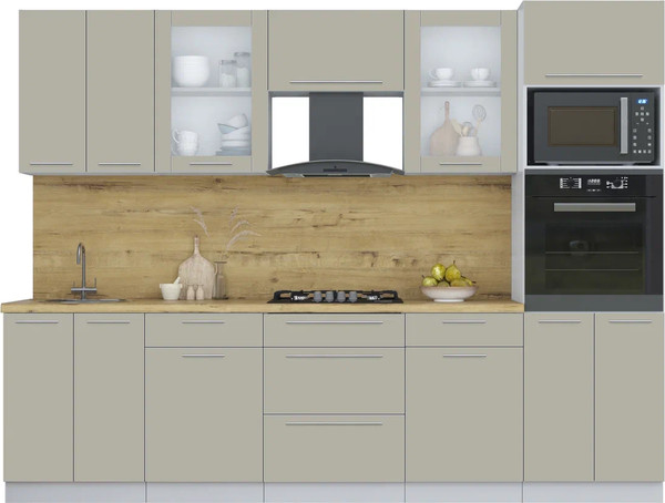 Изображение товара Кухонный гарнитур Интерлиния Мила Пластик 2.8 (латте/латте/дуб бунратти)