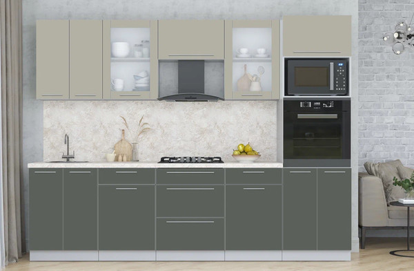 Изображение товара Кухонный гарнитур Интерлиния Мила Пластик 2.8 (латте/шторм/опал светлый)