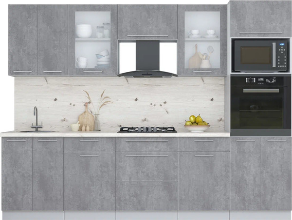 Изображение товара Кухонный гарнитур Интерлиния Мила Пластик 2.8 (оксид темный/оксид темный/бискайская сосна)