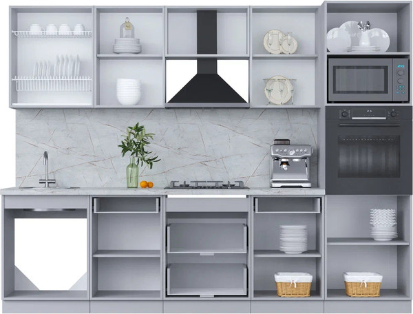 Изображение товара Кухонный гарнитур Интерлиния Мила Пластик 2.8 (шторм/шторм/белый гранит)