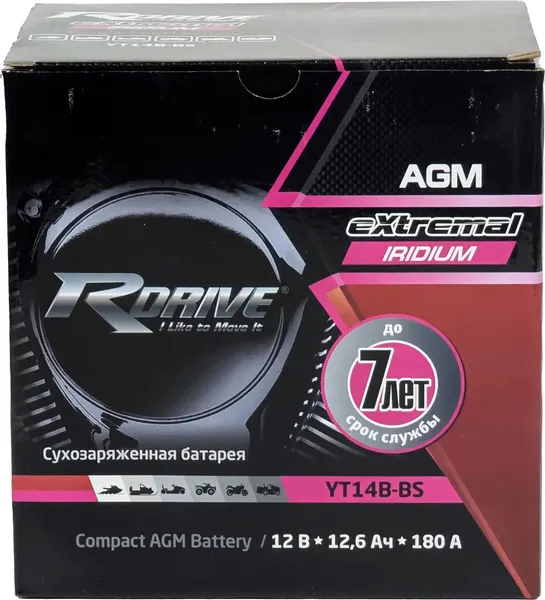 Изображение товара Мотоаккумулятор RDrive eXtremal Iridium YT14B-BS (12 А/ч)