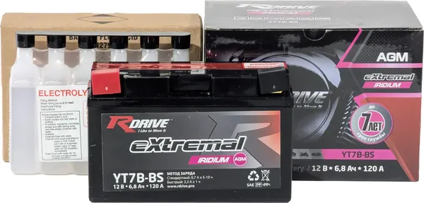 Изображение товара Мотоаккумулятор RDrive eXtremal Iridium YT7B-BS (6.5 А/ч)