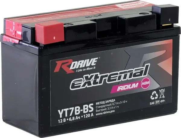 Изображение товара Мотоаккумулятор RDrive eXtremal Iridium YT7B-BS (6.5 А/ч)
