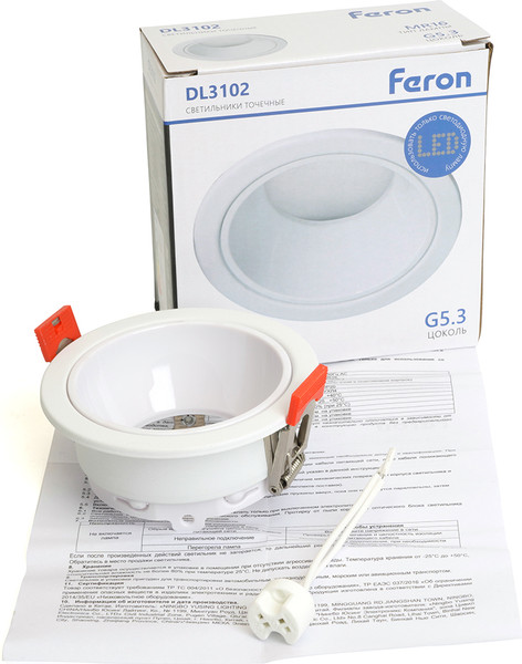 Изображение товара Точечный светильник Feron DL3102 MR16 G5.3 / 51398 (белый)