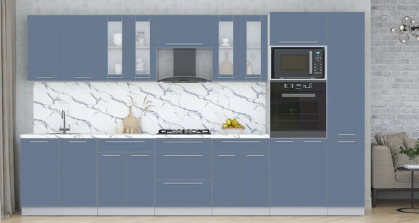 Изображение товара Кухонный гарнитур Интерлиния Мила Пластик 3.6 (арктический/арктический/белый гранит)