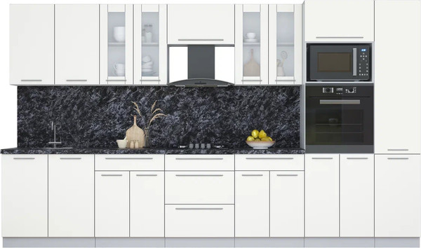 Изображение товара Кухонный гарнитур Интерлиния Мила Пластик 3.6 (зефирный/зефирный/кастилло темный)